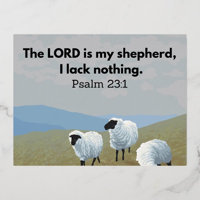 The LORD is my shepherd Foil Holiday Post Card (Front)