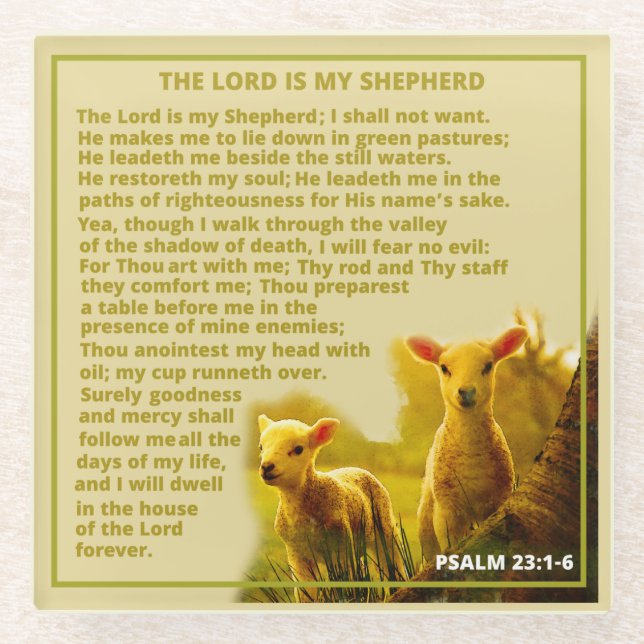 The Lord is my Shepherd  Glass Coaster (Front)