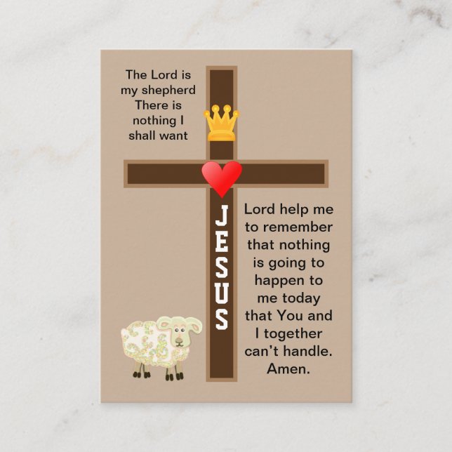 The Lord is my shepherd prayer card (Front)