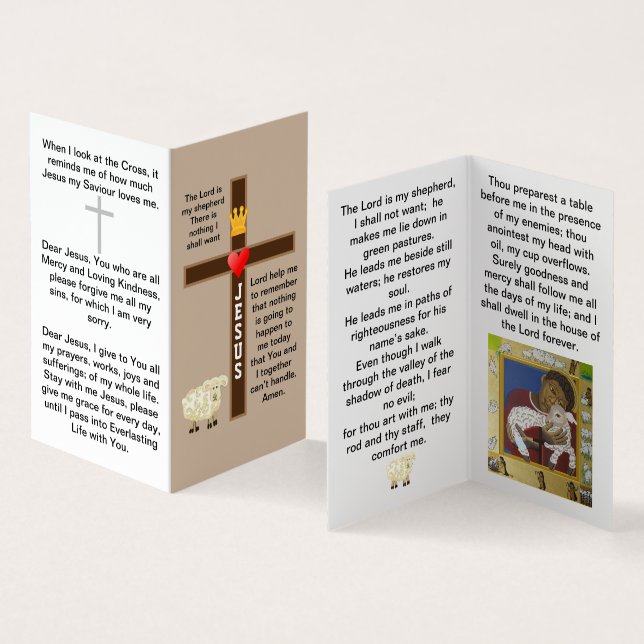 The Lord is my shepherd prayer card (Inside and Outside)