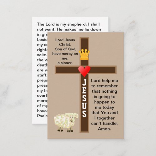 The Lord is my shepherd prayer card