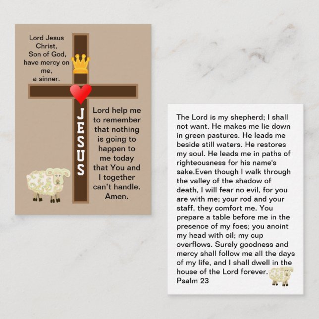 The Lord is my shepherd prayer card (Front/Back)