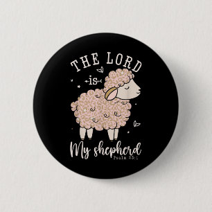 The Lord Is My Shepherd Prayer Christian Sheep Wom Button