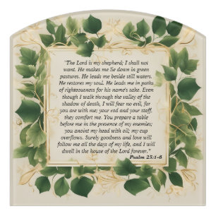 The Lord is My Shepherd Prayer Door Sign