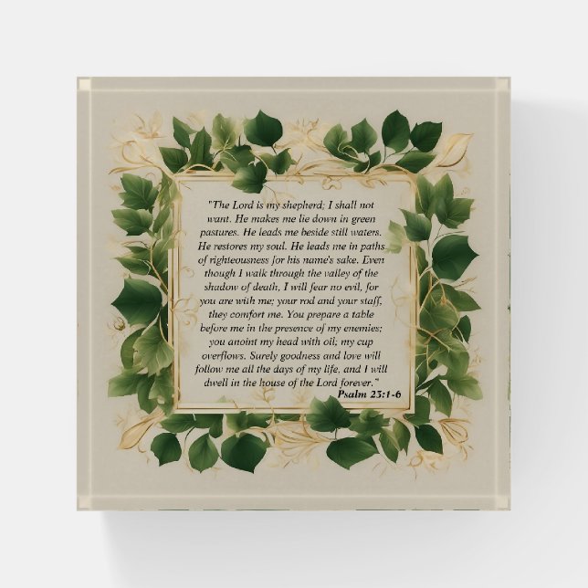 The Lord is My Shepherd Prayer Paperweight (Front)