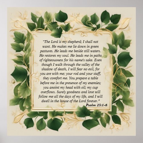 The Lord is My Shepherd Prayer Poster