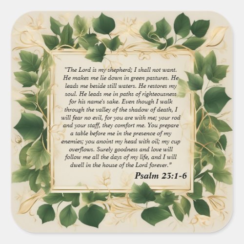 The Lord is My Shepherd Prayer Square Sticker