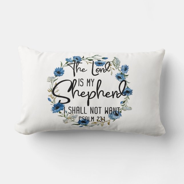The Lord Is My Shepherd | Psalm 23:1 Bible Verse Lumbar Pillow (Front)