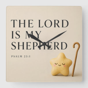 The Lord Is My Shepherd Psalm 23:1 Cream Square Wall Clock