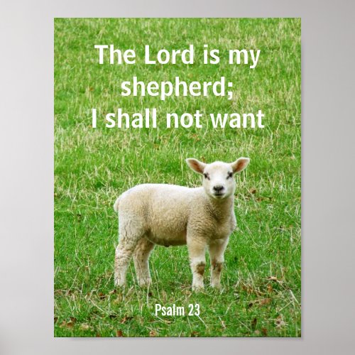 The Lord is my shepherd psalm 23 a lamb poster