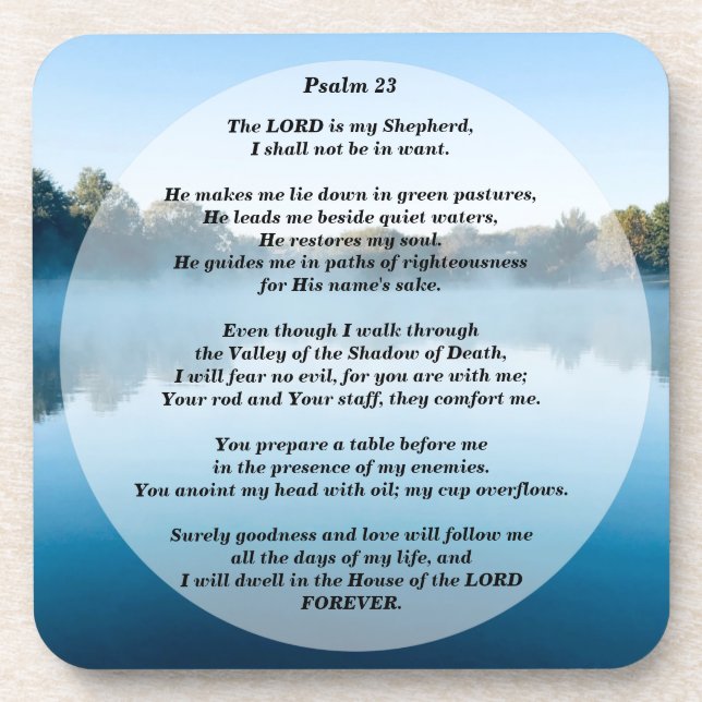 The Lord is my Shepherd Psalm 23 Beverage Coaster (Front)