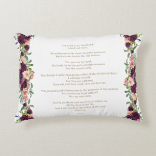 The Lord is my Shepherd Psalm 23 Burgundy Floral Accent Pillow