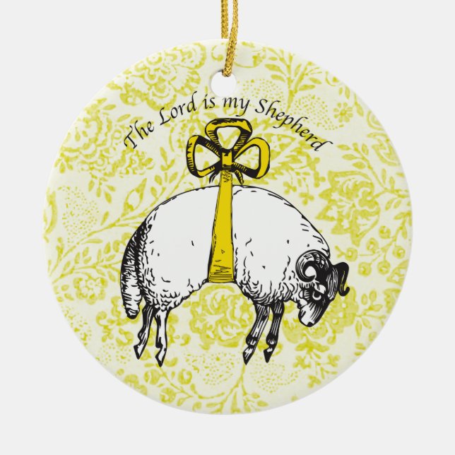 The LORD is my shepherd Psalm 23 Ceramic Ornament (Front)
