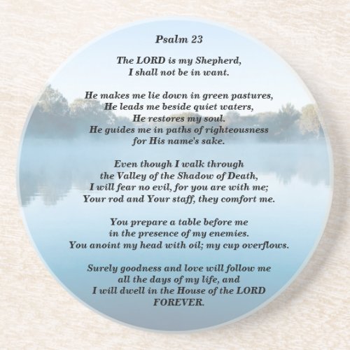 The Lord is my Shepherd Psalm 23 Coaster