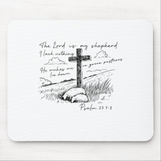 The Lord Is My Shepherd Psalm 23 Cross Meadow Mouse Pad
