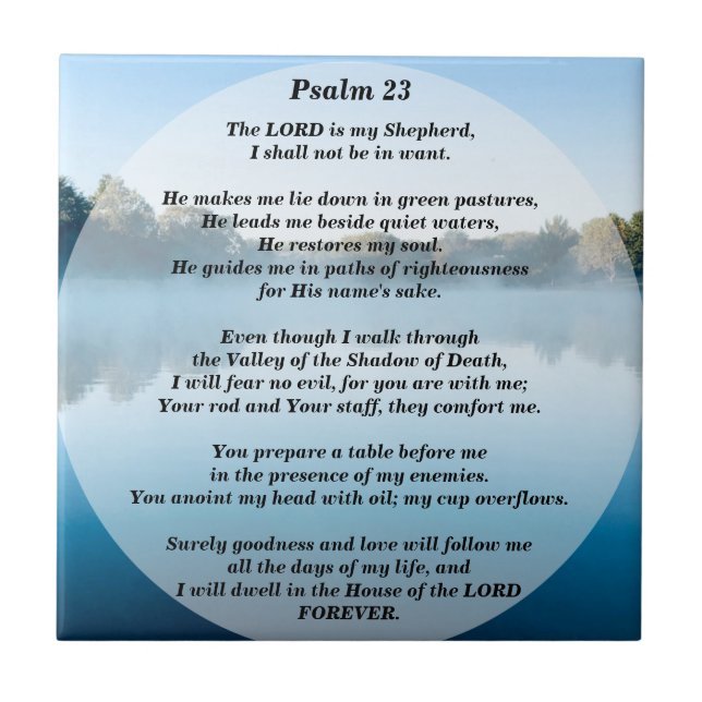 The Lord is my Shepherd Psalm 23 Decorative Ceramic Tile (Front)