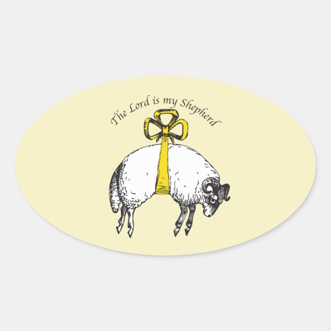 The LORD is my shepherd Psalm 23 Oval Sticker (Front)