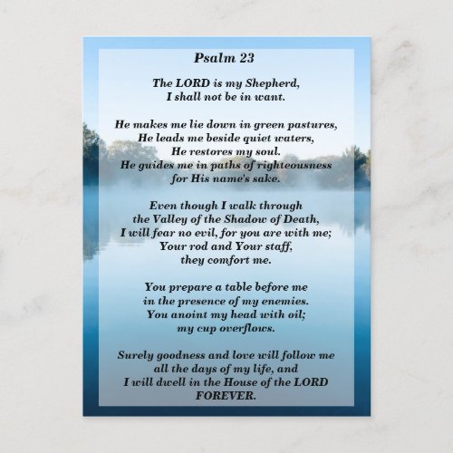 The Lord is My Shepherd Psalm 23 Postcard