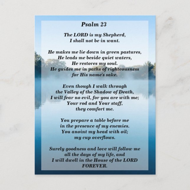 The Lord is My Shepherd Psalm 23 Postcard (Front)
