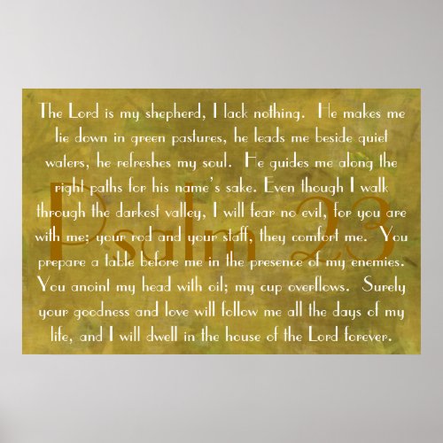 The Lord is my shepherd Psalm 23 prayer Poster