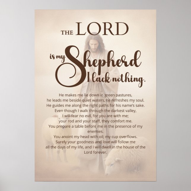 The Lord Is My Shepherd Psalm 23 Scripture Poster (Front)