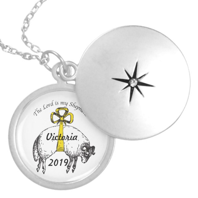 The LORD is my shepherd Psalm 23 Silver Plated Necklace (Front)