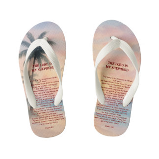 The Lord Is My Shepherd Psalm 23 Sunset Beach Kid's Flip Flops