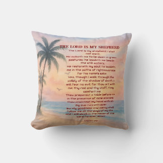 The Lord Is My Shepherd Psalm 23 Sunset Beach Throw Pillow