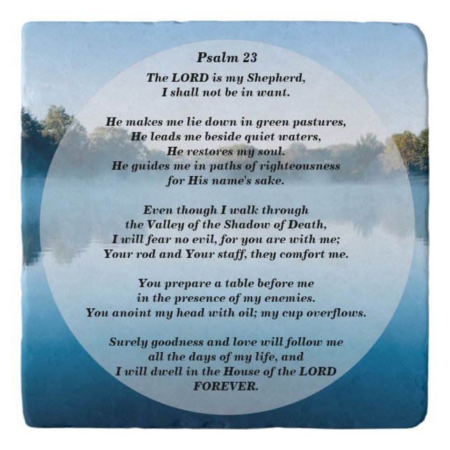 The Lord is my Shepherd Psalm 23 Trivet (Front)