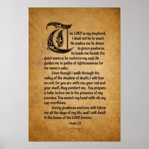 The Lord is My Shepherd Scripture Psalm 23 Poster