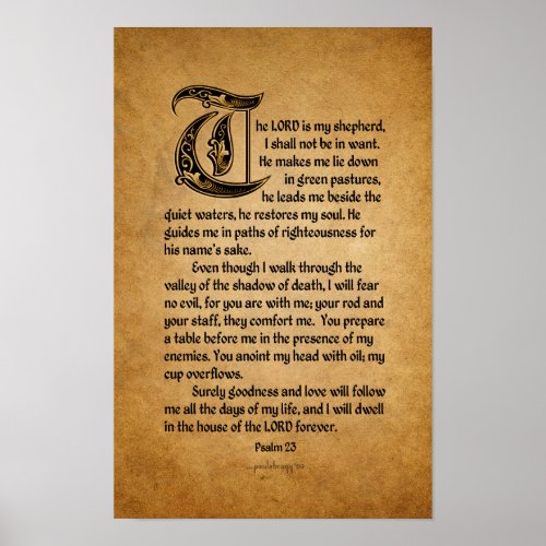 The Lord is My Shepherd Scripture Psalm 23 Poster