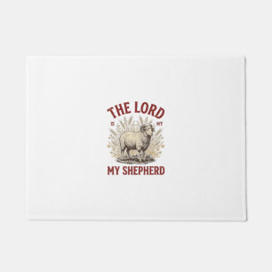The Lord Is My Shepherd Vintage Sheep Shirt Design Doormat