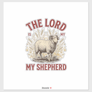 The Lord Is My Shepherd Vintage Sheep Shirt Design Sticker