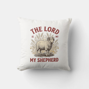 The Lord Is My Shepherd Vintage Sheep Shirt Design Throw Pillow