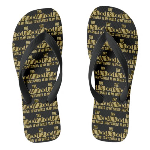 The Lord Is My Shield Black All_Over Unisex Flip Flops