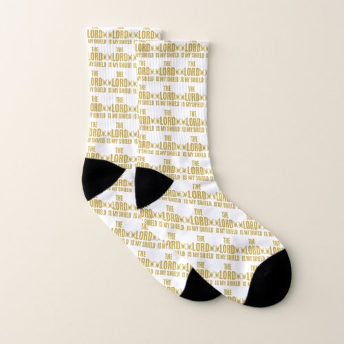 The Lord Is My Shield Quote White All_Over Print Socks