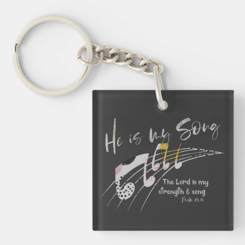The Lord is my Song Bible Verse with Music Notes Keychain