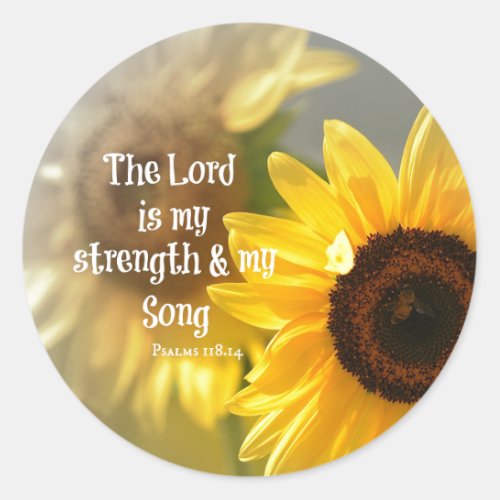 The Lord is my Strength and Song Bible Verse Classic Round Sticker
