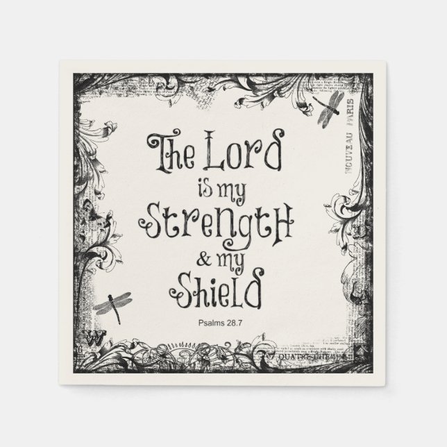 The Lord is my Strength Bible Verse Napkins (Front)