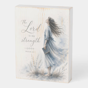 The Lord Is My Strength Psalm 28:7 Watercolor Wooden Box Sign