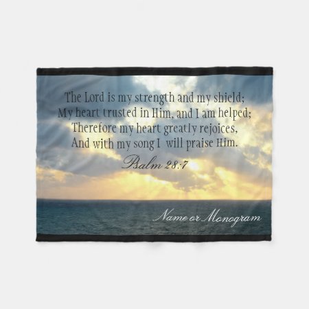 The Lord Is My Strength Psalm Christian Bible Fleece Blanket