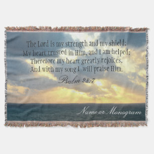 The Lord is My Strength Psalm Christian Bible Throw Blanket
