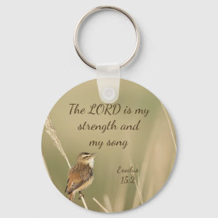 The Lord is My Strength & Song Inspirational Bible Keychain