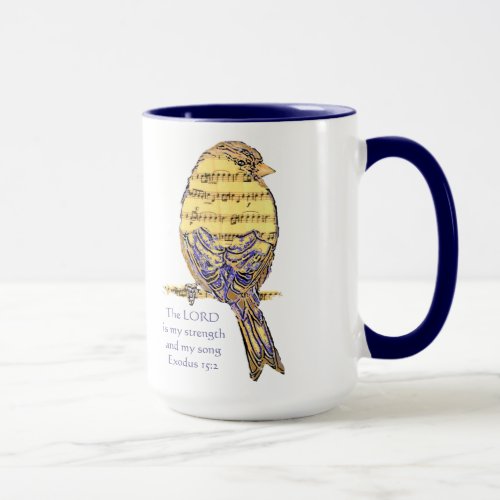 The Lord is my Strength  Song Scripture Bird Mug