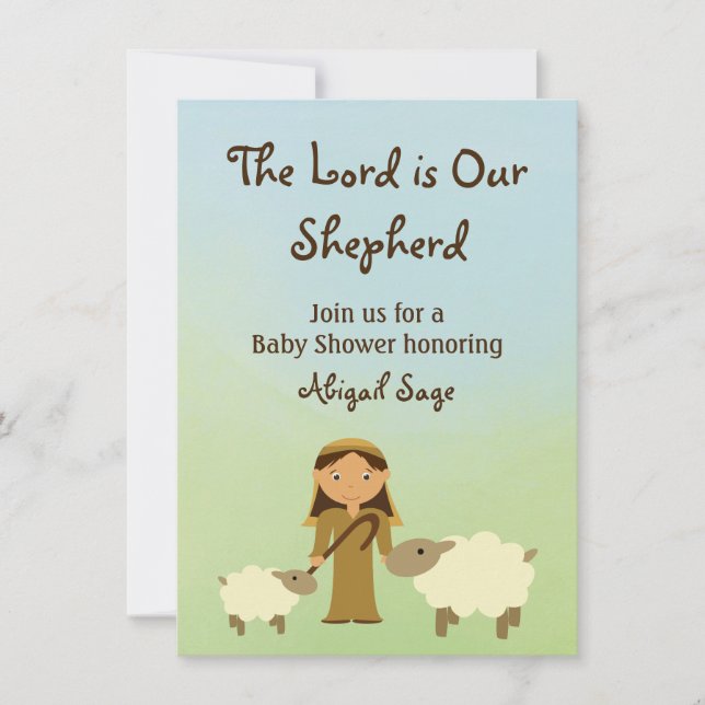 The Lord is Our Shepherd Sheep Baby Shower Invite (Front)