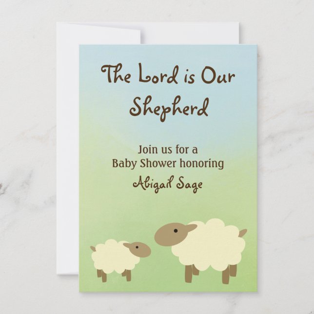 The Lord is Our Shepherd Sheep Baby Shower Invite (Front)