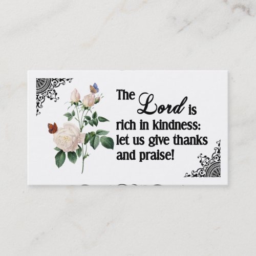 The Lord Is Rich In Kindness Custom Business Card