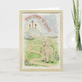 The Lord Is Risen Easter Card with Lamb