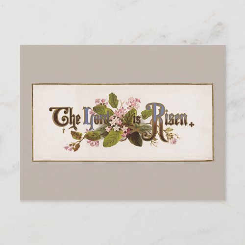 The Lord is Risen Vintage Bible Typography Postcard