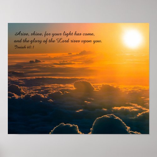 The Lord Rises Upon You Isaiah Bible Verse Poster